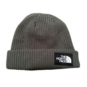 The North Face Salty Lined Beanie Olive Toque Ribbed Knit Insulated Unisex O/S